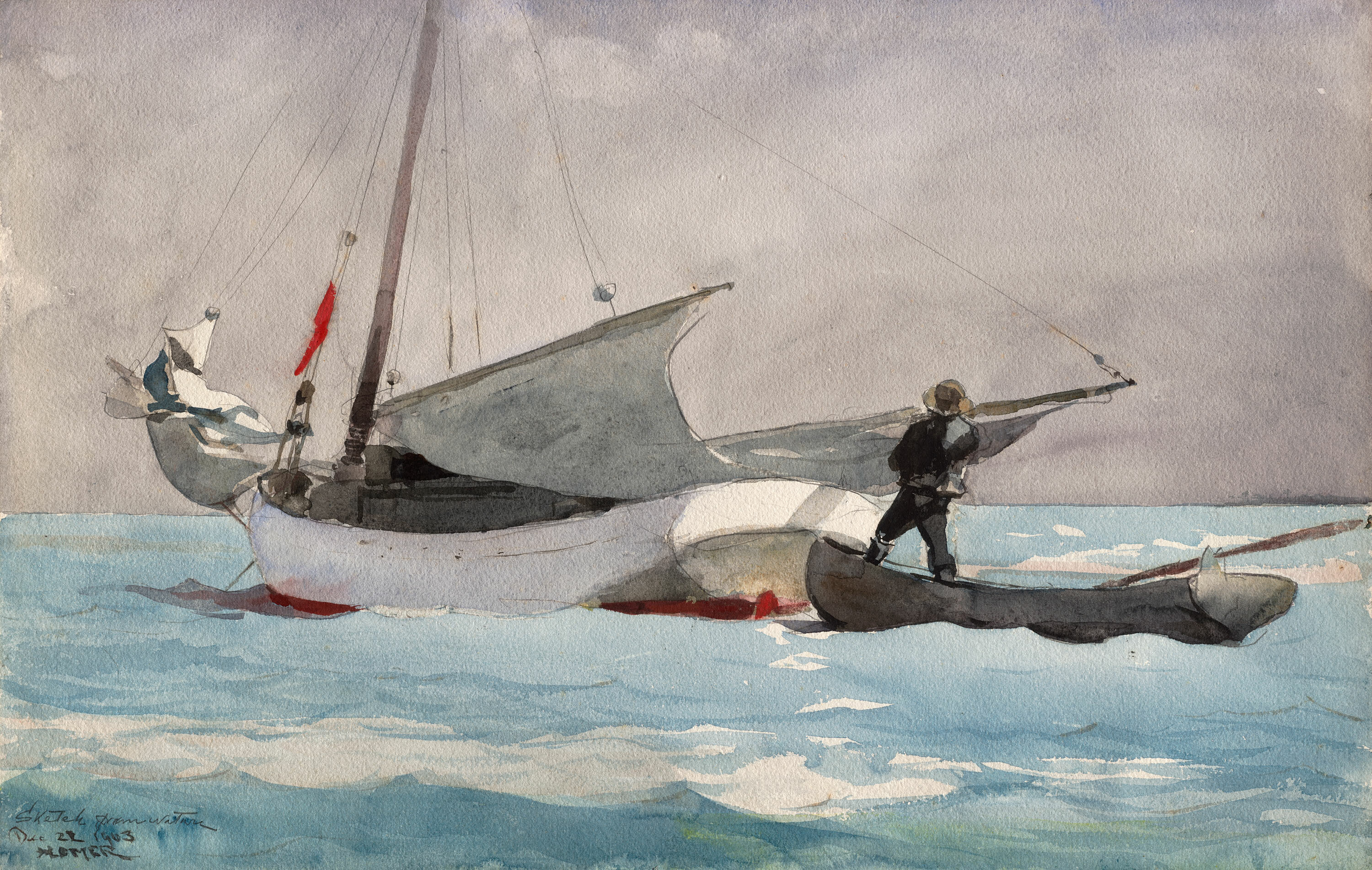 Stowing Sail, 1903, Winslow Homer